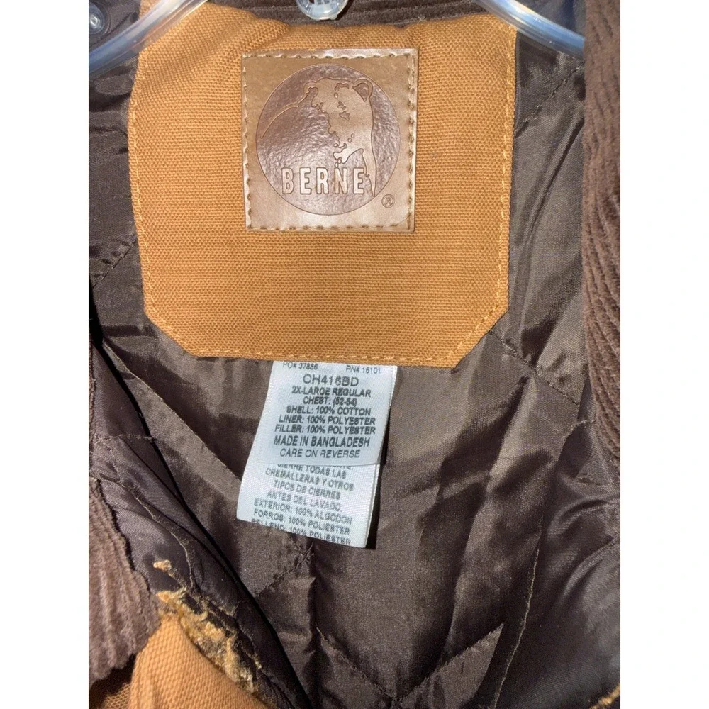 Berne Mens CH416BD Brown Cotton Duck Quilted Lined Work Jacket Coat 2XL Regular - Picture 3 of 4